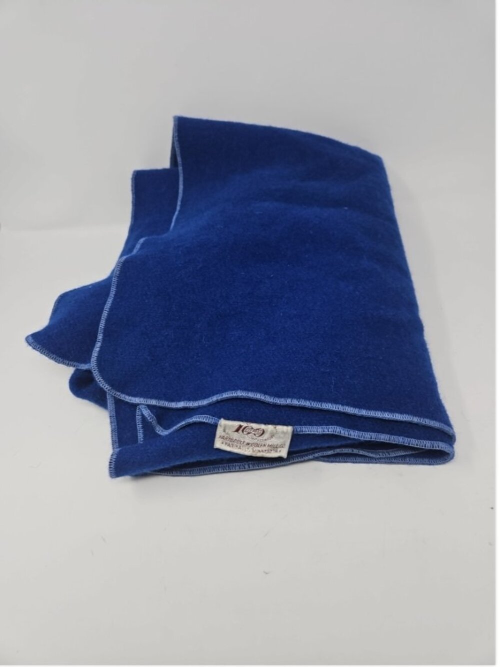 Vintage 1950s Faribault Woolen Mills Royal Blue Wool Stadium Lap Blanket Faribo
